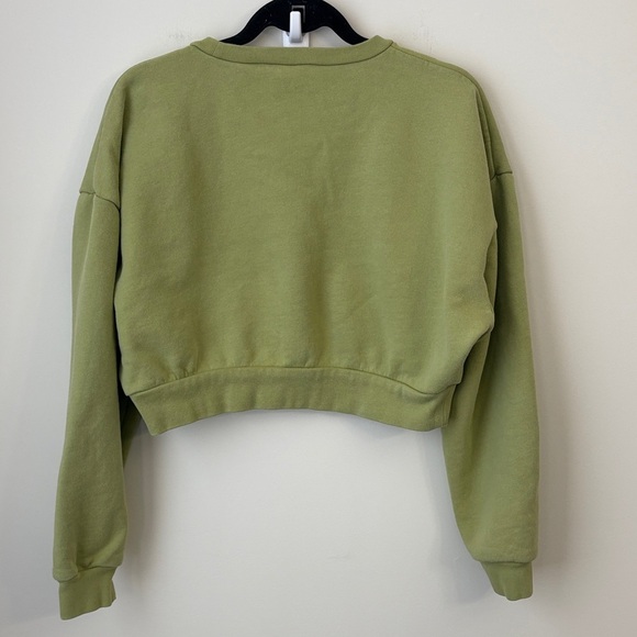 Reformation Green Cropped Sweatshirt - Picture 2 of 7